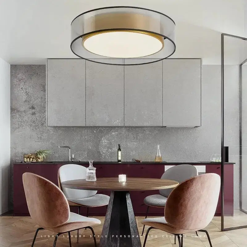 Modern decorbites led ceiling lights featuring a gold-toned inner ring and black frame for bedroom and bathroom use