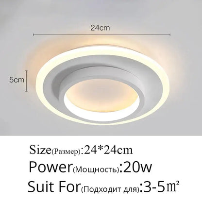 Modern white decorbites led ceiling lights with two concentric rings and warm glow for bedroom and kitchen lighting