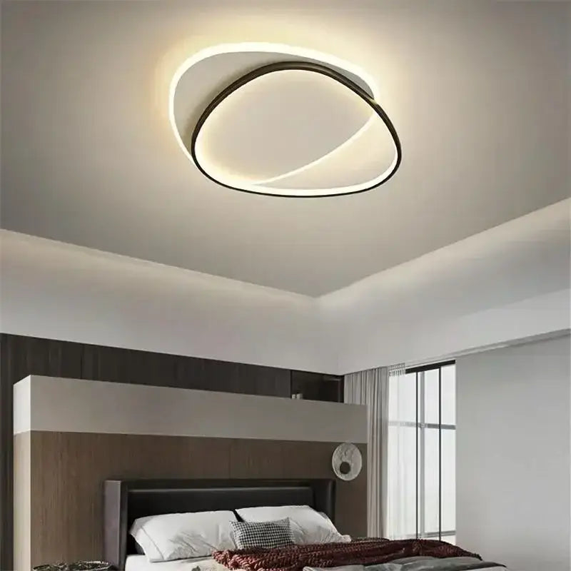 Modern circular decorbites led ceiling light with sleek black frame and warm white led glow for indoor ceiling lights
