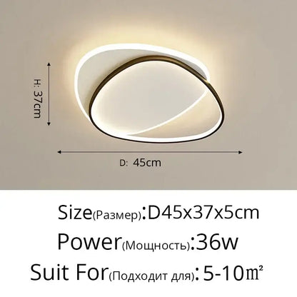 Modern minimalist decorbites led ceiling light with double-ring design featuring white LED inner ring and black metal frame