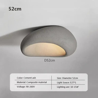 Decorbites led ceiling light in cement ash composite with smooth stone-like design and warm glow for indoor decor