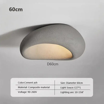 Decorbites led ceiling light in cement ash composite with smooth egg-like design and warm glow for indoor decor
