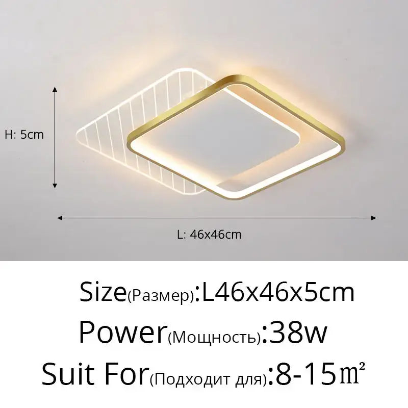 Modern minimalist decorbites led ceiling lights with gold frame and white led panel for living room and bedroom lighting