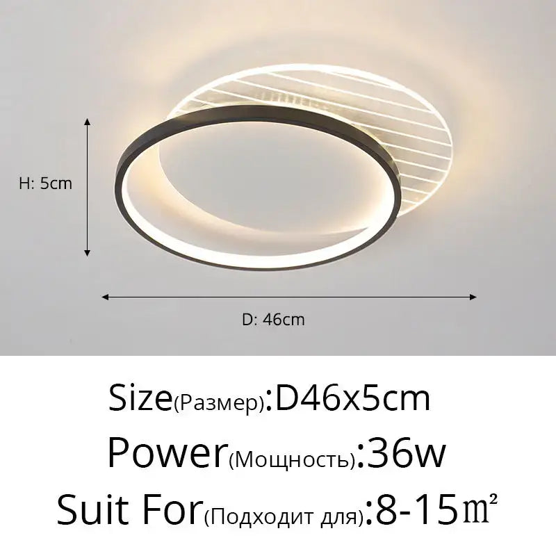Modern decorbites led ceiling lights with circular black frame and frosted glass diffuser for warm home lighting