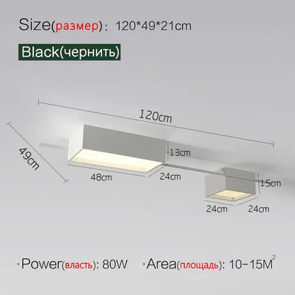 Black rectangular decorbites led ceiling lights with two illuminated panels for modern living room and bedroom use