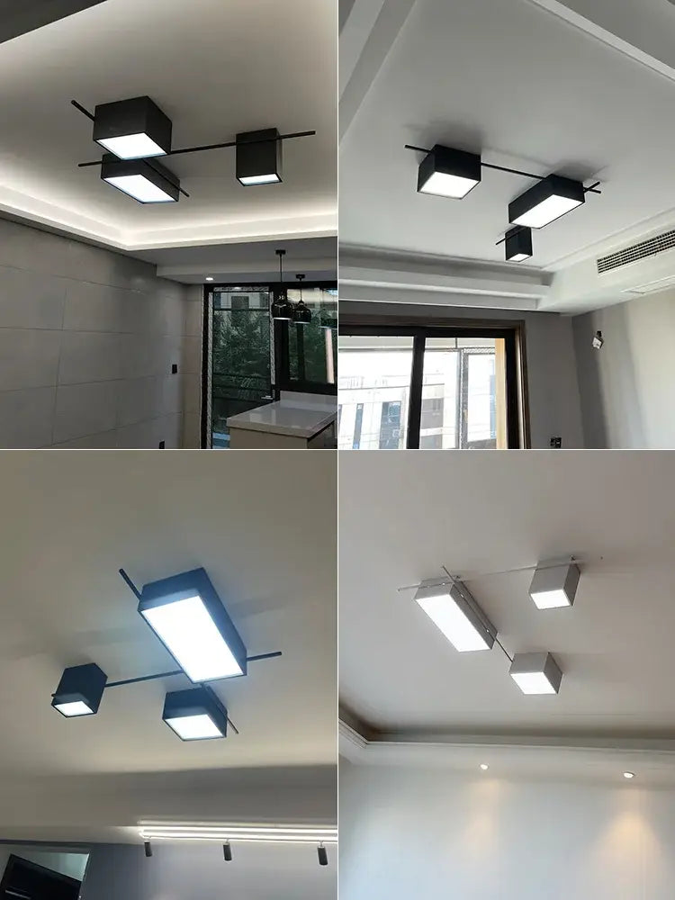 Modern black square decorbites led ceiling lights with sleek metallic arms for living room and bedroom use