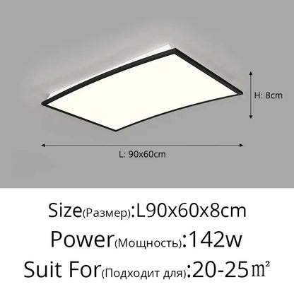 Modern rectangular DecorBites LED ceiling lights with sleek black frame and soft white panel for bedroom and living room lighting