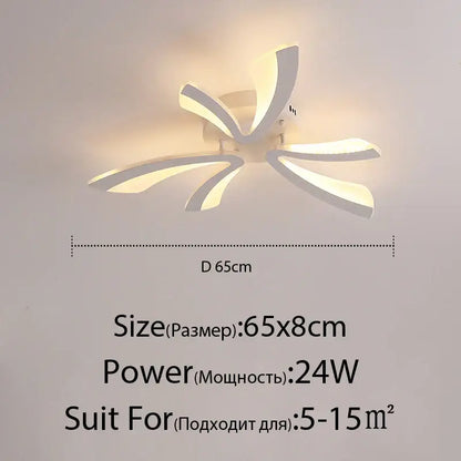 Modern white decorbites led ceiling fan with sleek curved acrylic blades and central hub for indoor lighting