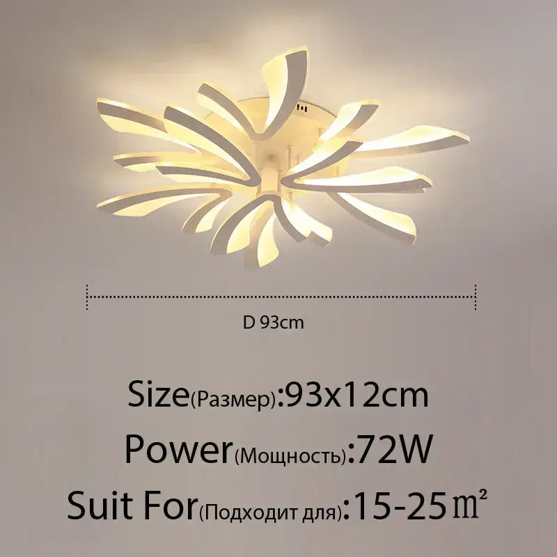 Modern white decorbites led ceiling light with sleek petal-like acrylic design and warm glow for indoor lighting