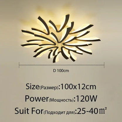 Modern black and white decorbites led ceiling light with radial petal design acrylic luminaria for indoor lighting
