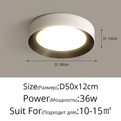 Decorbites™ white circular led ceiling light with textured metallic rim 36w modern dimmable home lighting