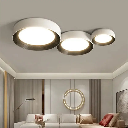 Modern white and gold decorbites led ceiling lights with circular concentric ring design for bedroom and home lighting