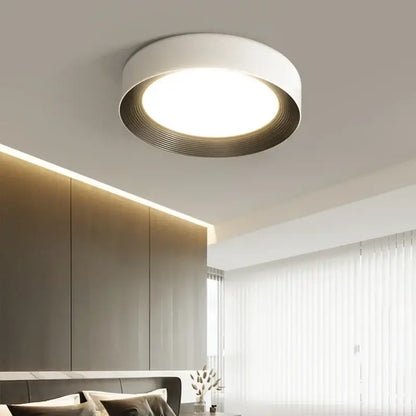 Decorbites™ modern dimmable led ceiling light with white outer ring and textured metallic inner rim for home lighting
