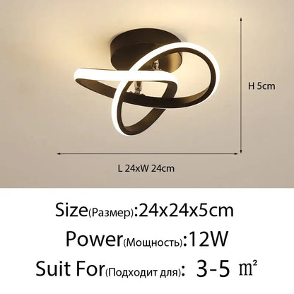 Modern black and white decorbites led ceiling lights with intertwined rings for home living room bedroom aisle balcony lighting