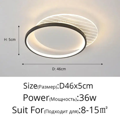 Modern decorbites led ceiling light with black frame and white led ring featuring translucent diffuser panel for warm home lighting