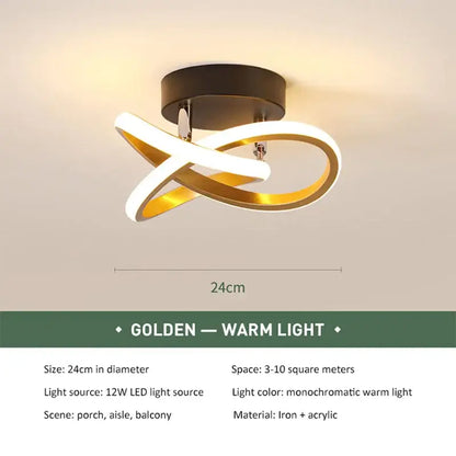 Modern decorbites led ceiling lights with sleek intertwined golden and white acrylic design for living room and balcony