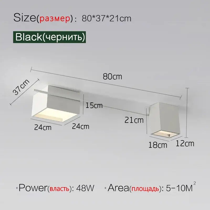 Modern black rectangular DecorBites LED ceiling lights with two units ideal for living room dining bedroom illumination