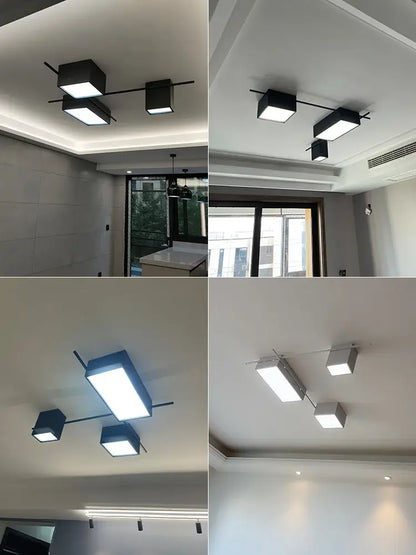 Modern black square decorbites led ceiling lights with sleek metallic arms for living room dining and bedroom use