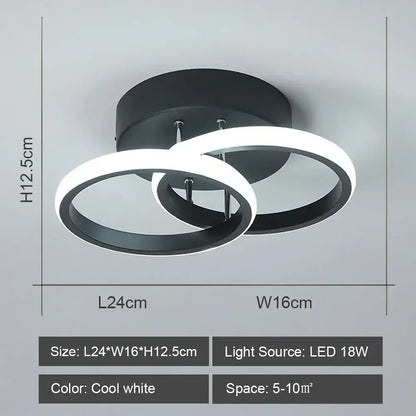DecorBites™ led ceiling lights featuring modern black and white interlocking circular rings for living room lighting