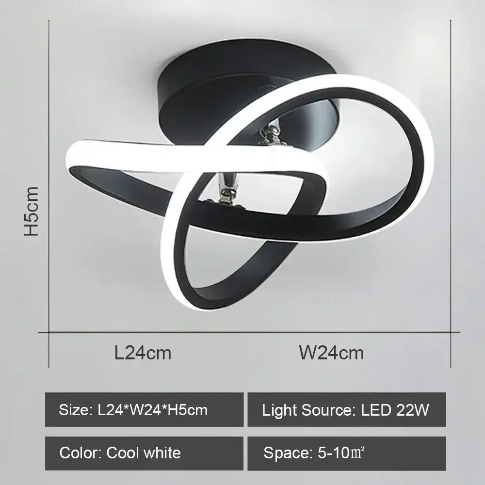 Modern black and white decorbites led ceiling lights with sleek intertwined ring design for home and living room lighting