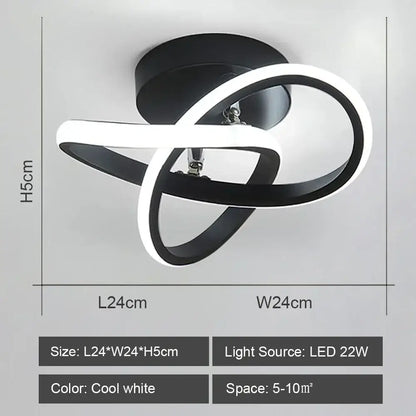 Modern black and white decorbites led ceiling lights with sleek intertwined ring design for home and living room lighting