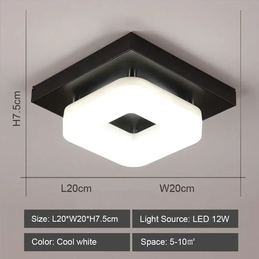 Modern square led ceiling light with black metal frame and frosted diffuser emitting cool white decorbites led ceiling illumination