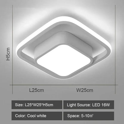 Modern white DecorBites™ LED ceiling light with sleek square frame design for home and living room lighting