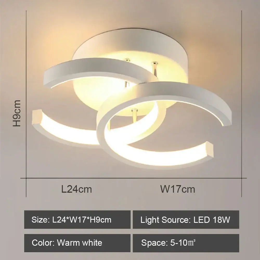 Modern white DecorBites LED ceiling lights with sleek interlocking circular rings and warm white glow for living room lighting