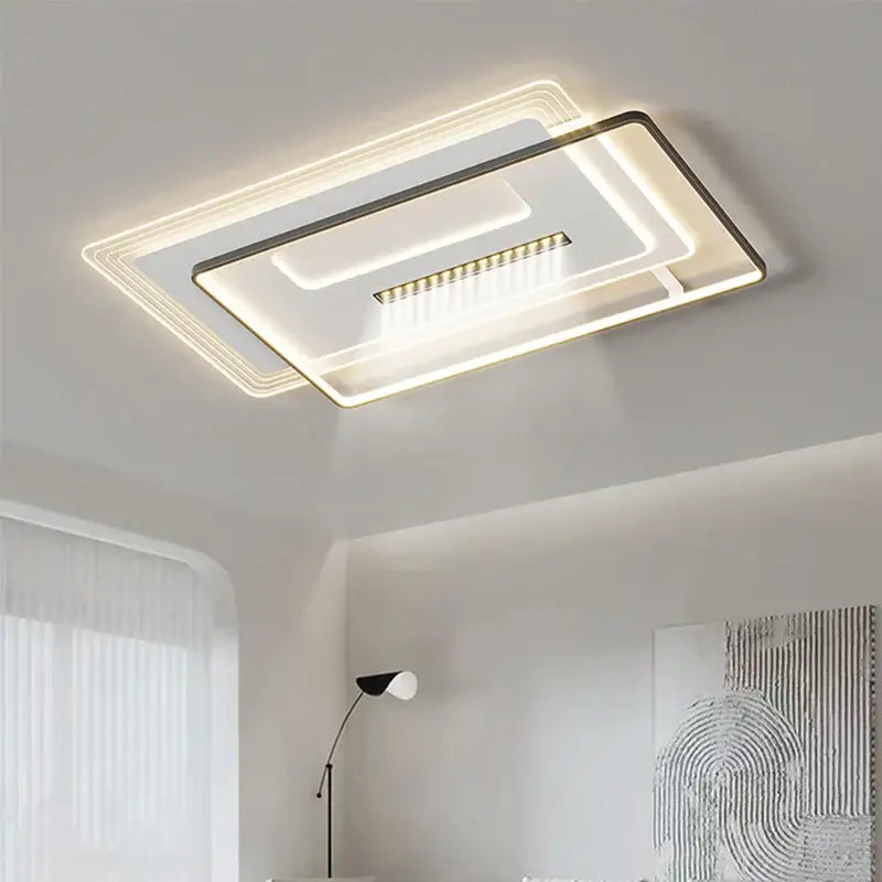 Modern rectangular decorbites led ceiling light with black frame and warm white led illumination for living room decor