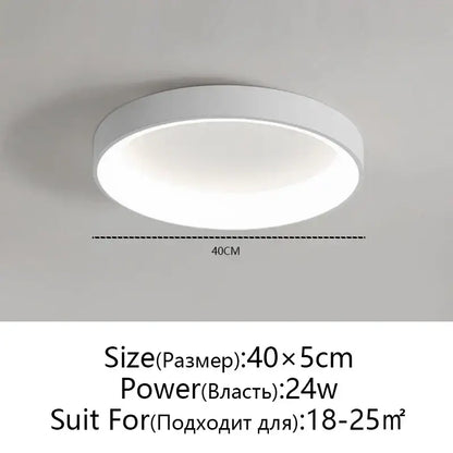 White circular decorbites led ceiling light with modern design and 40cm diameter for living room and bedroom use