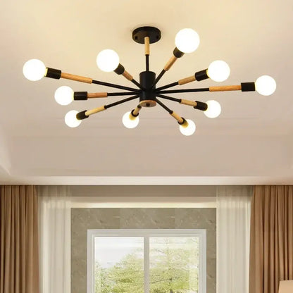 Modern black and wood-toned decorbites led ceiling lights with spherical bulbs for livingroom and bedroom ceiling lights