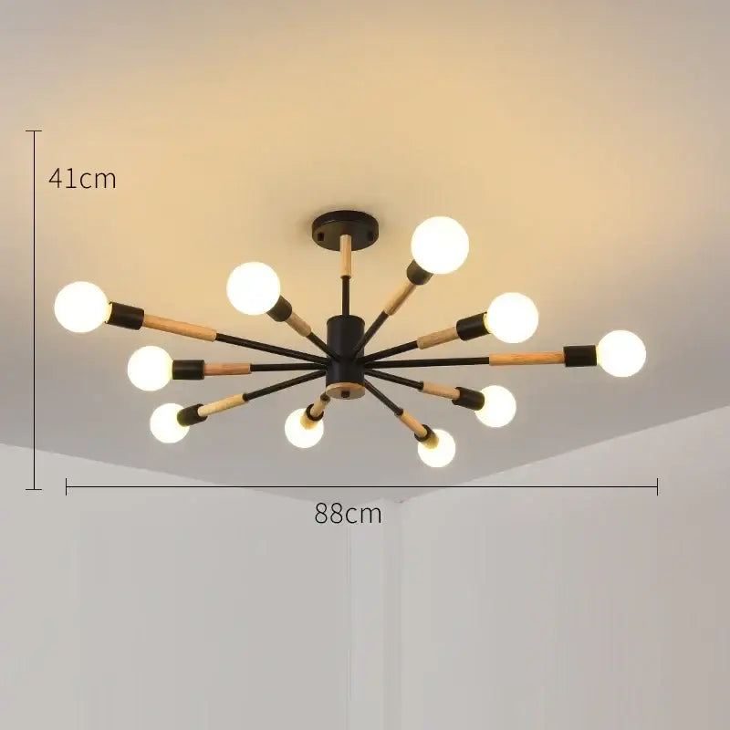Decorbites led ceiling lights featuring a modern black and wood-toned chandelier with spherical bulbs for livingroom and bedroom