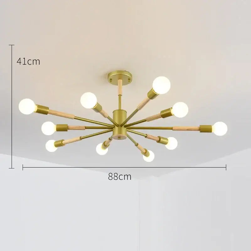 Gold-toned and wooden decorbites led ceiling lights with multiple spherical bulbs for modern livingroom and bedroom
