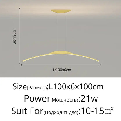 Modern gold-toned decorbites led ceiling pendant lamp with sleek curved design and minimalist aesthetic for home decor