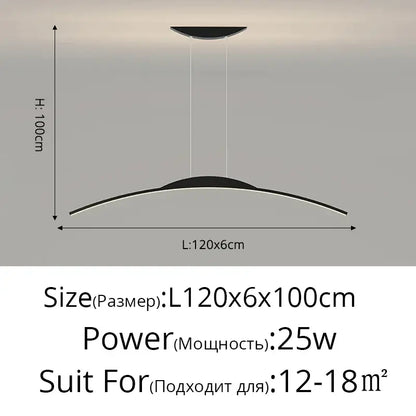 Modern black and white curved decorbites led ceiling pendant lamp with minimalist design and height adjustable feature