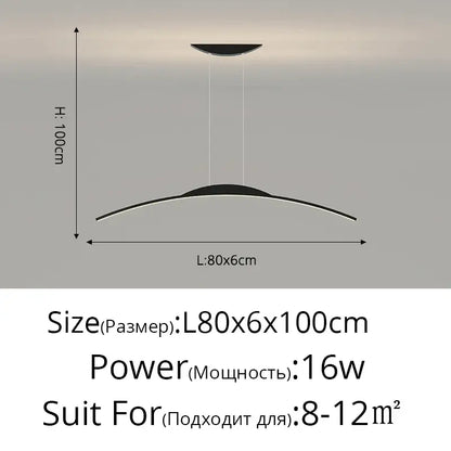 Modern black curved decorbites led ceiling pendant lamp with sleek minimalist design and 16w led bulb for home decor