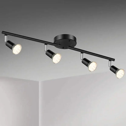 DecorBites™ black matte ceiling spotlight chandelier with four adjustable LED spotlights for home lighting decor