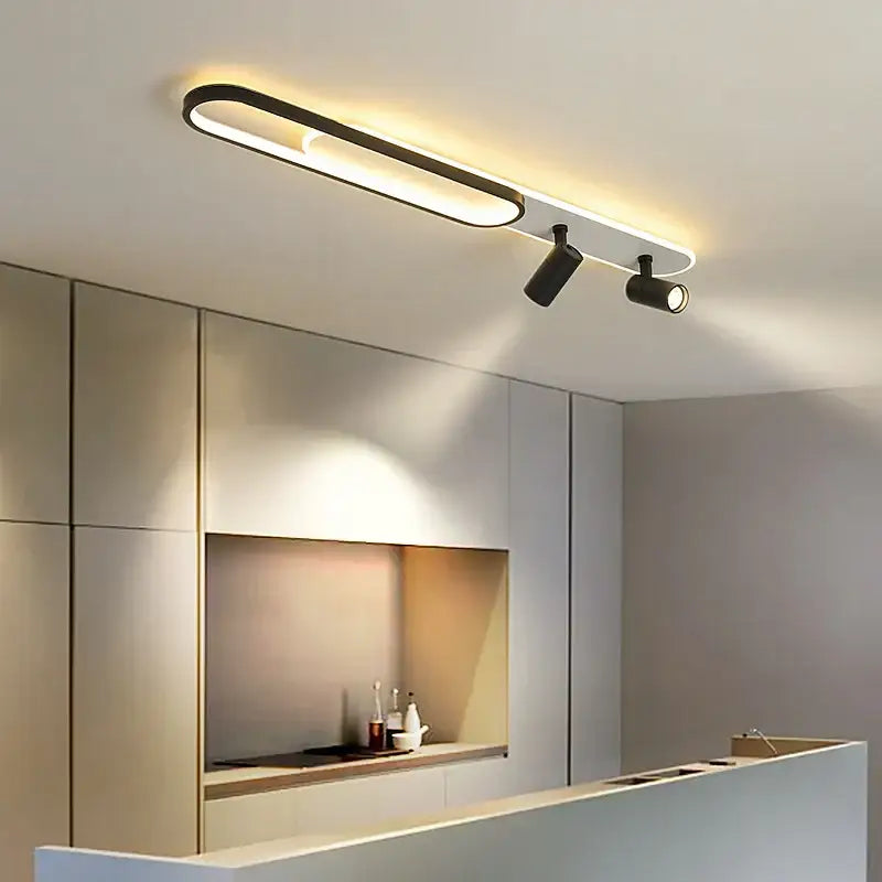 Modern black decorbites led ceiling spotlights with sleek elongated design and two adjustable led ceiling spotlights