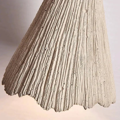Textured off-white concrete decorbites led cement pendant lamp with vertical ridges and scalloped edge creamy style wabi-sabi