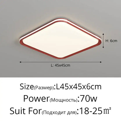 Modern diamond-shaped decorbites led chandelier with sleek red frame and soft white illuminated panel for versatile lighting