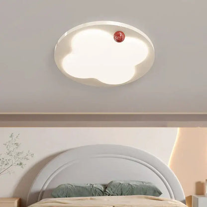DecorBites LED chandelier ceiling light with soft white cloud shape and glossy red accent sphere for bedroom hallway dining room