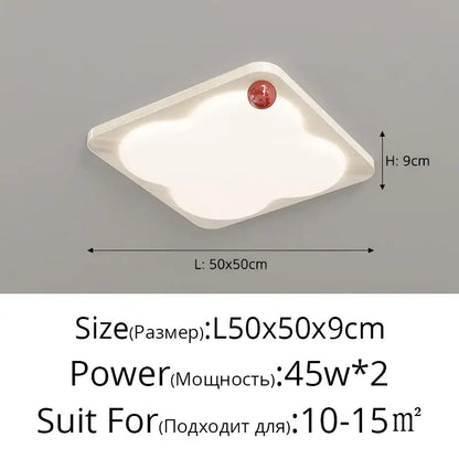 White cloud-shaped ceiling light with red decorative sphere for bedroom by decorbites led chandelier ceiling light