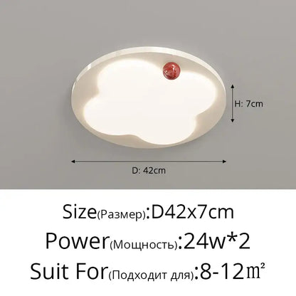 White cloud-shaped decorbites led chandelier ceiling light with red spherical accent for bedroom hallway dining room