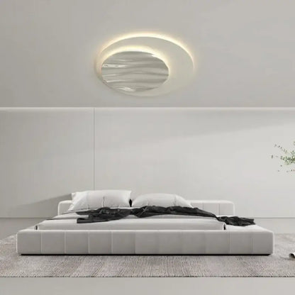 Modern circular DecorBites led chandelier ceiling light with minimalist concentric rings for bedroom and living room use