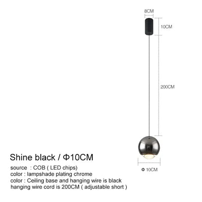 Sleek black spherical decorbites led chandelier with chrome-plated lampshade and 200cm adjustable wire for modern spaces
