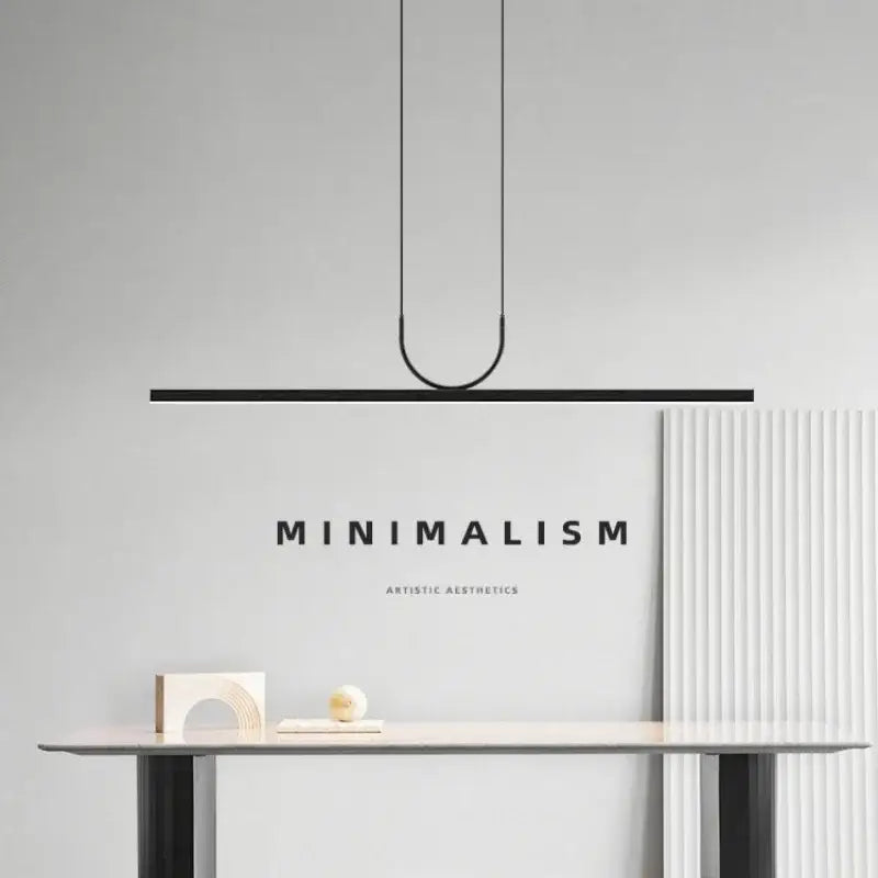 Black minimalist led chandelier with sleek nordic minimalist design and thin cord suspension for kitchen islands