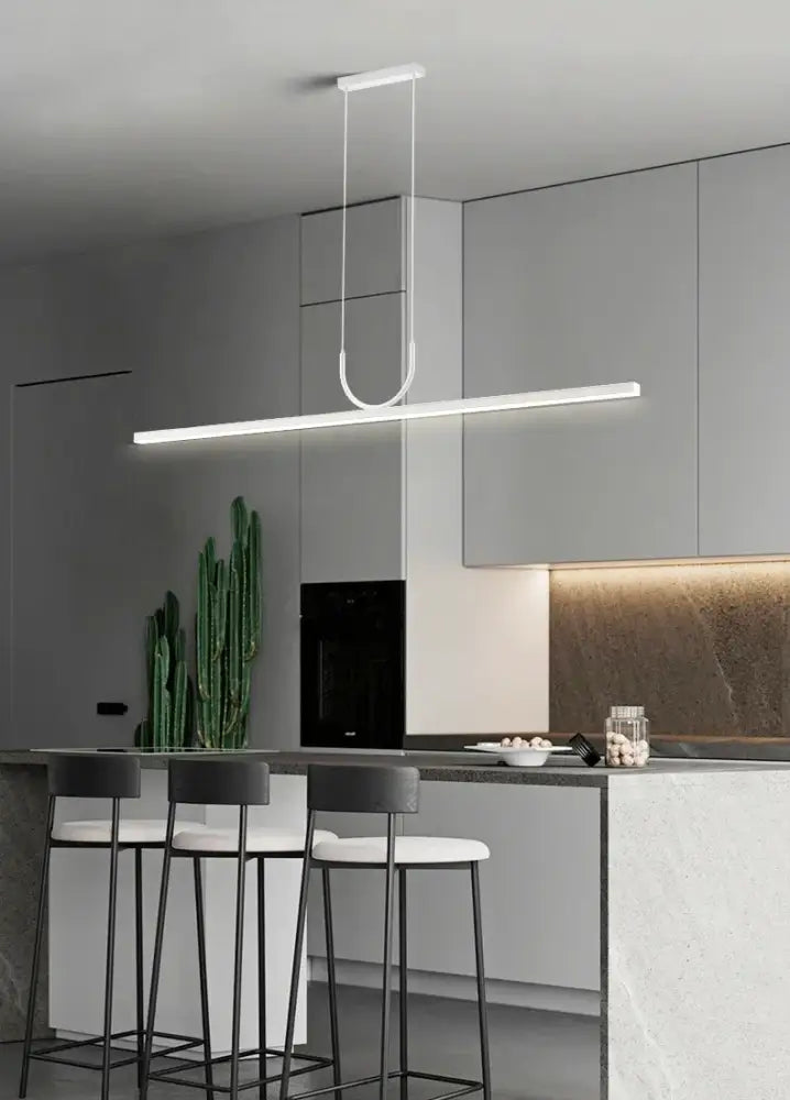 Decorbites™ led chandelier nordic minimalist white linear pendant light suspended above kitchen islands