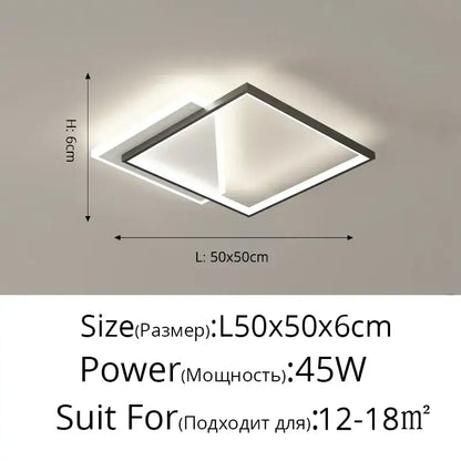 Modern minimalist led chandelier with sleek black frame and white illumination by decorbites for contemporary interiors