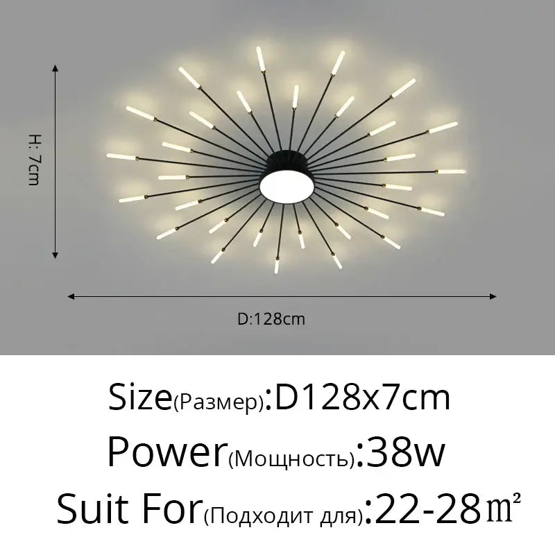 Decorbites led chandelier black and white modern ceiling light fixture with circular base and multiple illuminated arms for kids room lighting