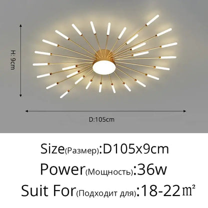 Gold-toned decorbites led chandelier with circular base and white cylindrical led bulbs for modern kids room lighting